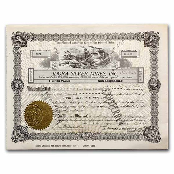 Idora Silver Mines, Inc. Stock Certificate Idora Silver Mines, Inc. Stock Certificate