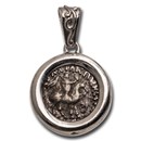 Indo-Scythian AR Drachm Azes I/II (c.58 BC) Sterling Bezel