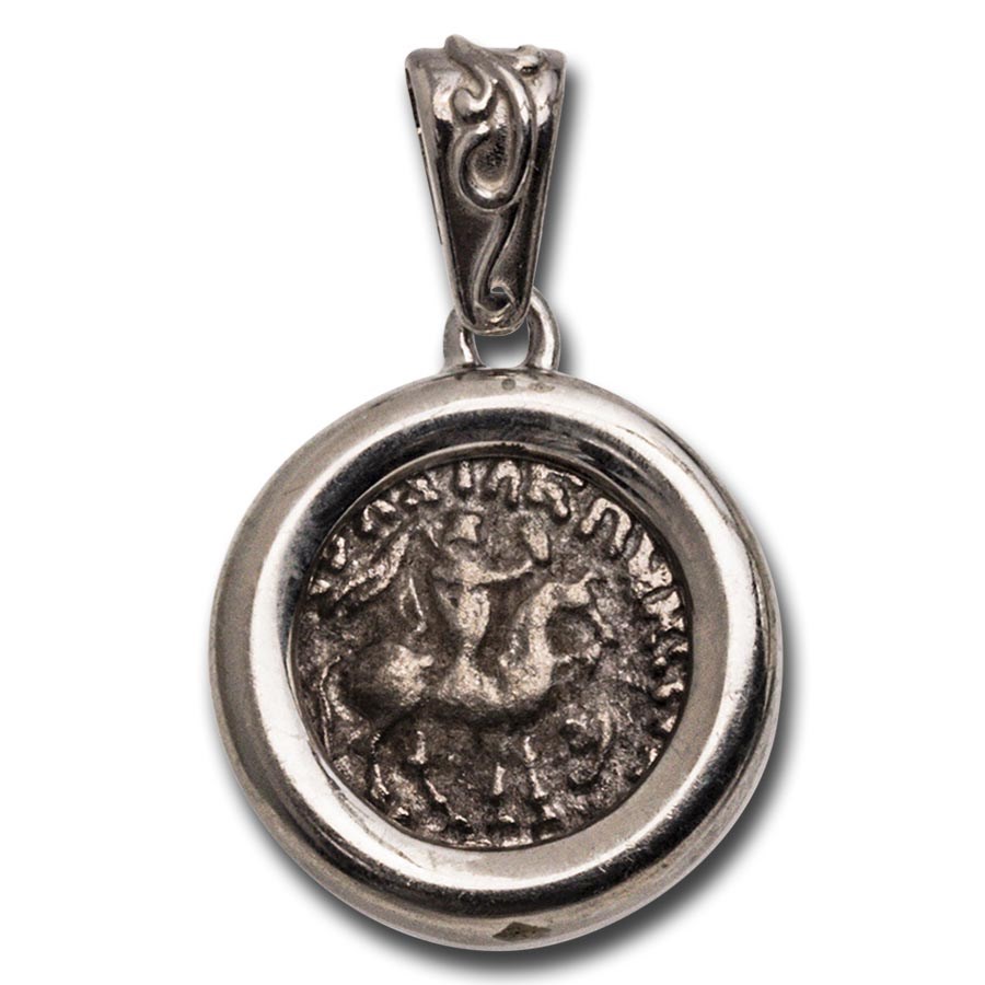 Indo-Scythian AR Drachm Azes I/II (c.58 BC) Sterling Bezel