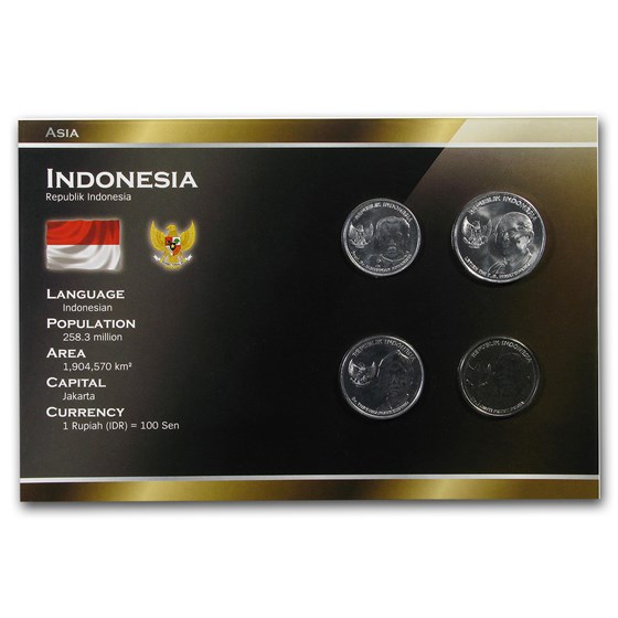 Indonesia 100-1000 Rupiah 4-Coin Set BU