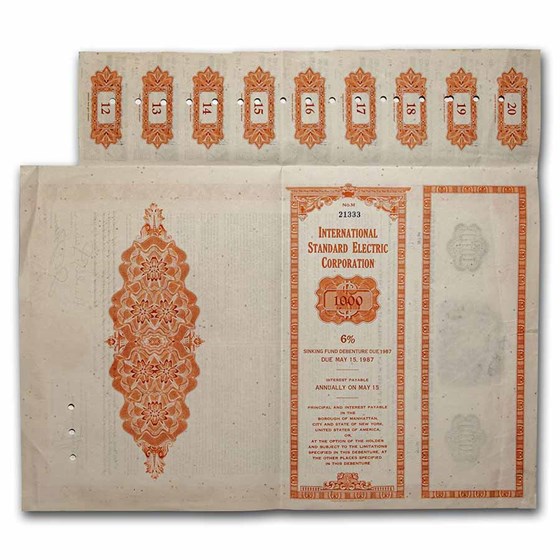 Buy Internat Standard Electric Corp Bond Certificate APMEX