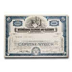 International Telephone and Telegraph Corp Stock Cert (Blue)