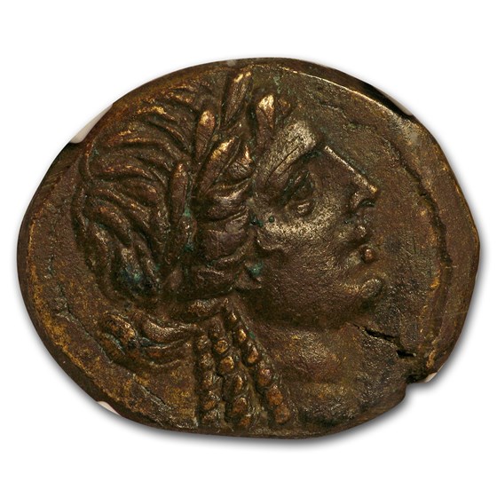 Ionia Bronze AE23 The Poet Homer (2nd-1st centuries BC) AU NGC Ionia Bronze AE23 The Poet Homer (2nd-1st centuries BC) AU NGC