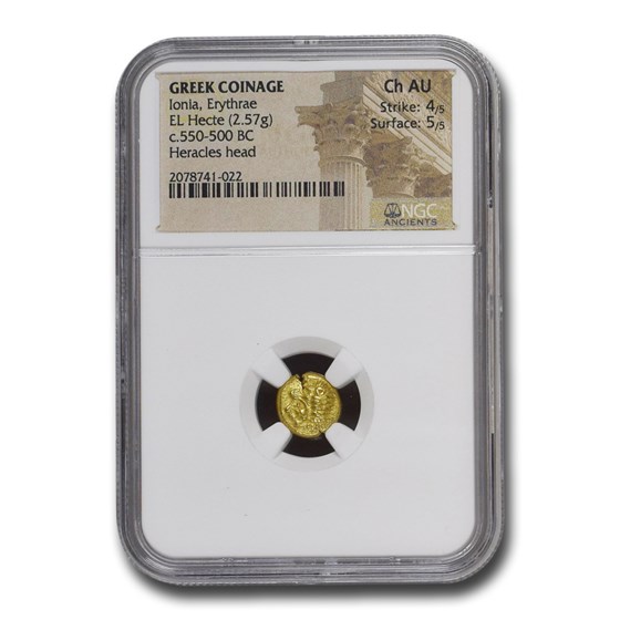 Ionia Erythrae EL Hecte Heracles Head (550-500 BC) Ch AU NGC Ionia Erythrae EL Hecte Heracles Head (550-500 BC) Ch AU NGC