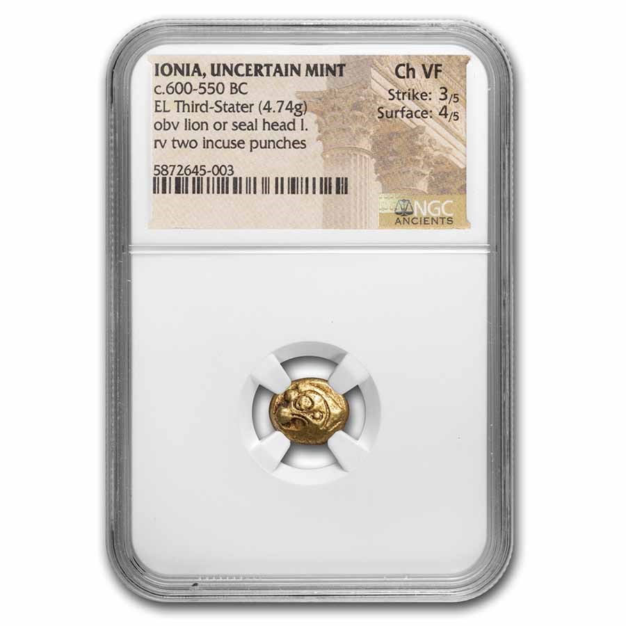 Ionia Uncertain Mint Electrum Third Stater (600-550 BC) Ch VF NGC