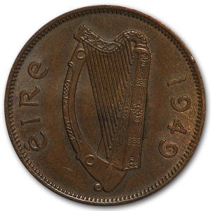 Ireland Large 1/2 Pennies Dated 1928-1967 Ireland Large 1/2 Pennies Dated 1928-1967