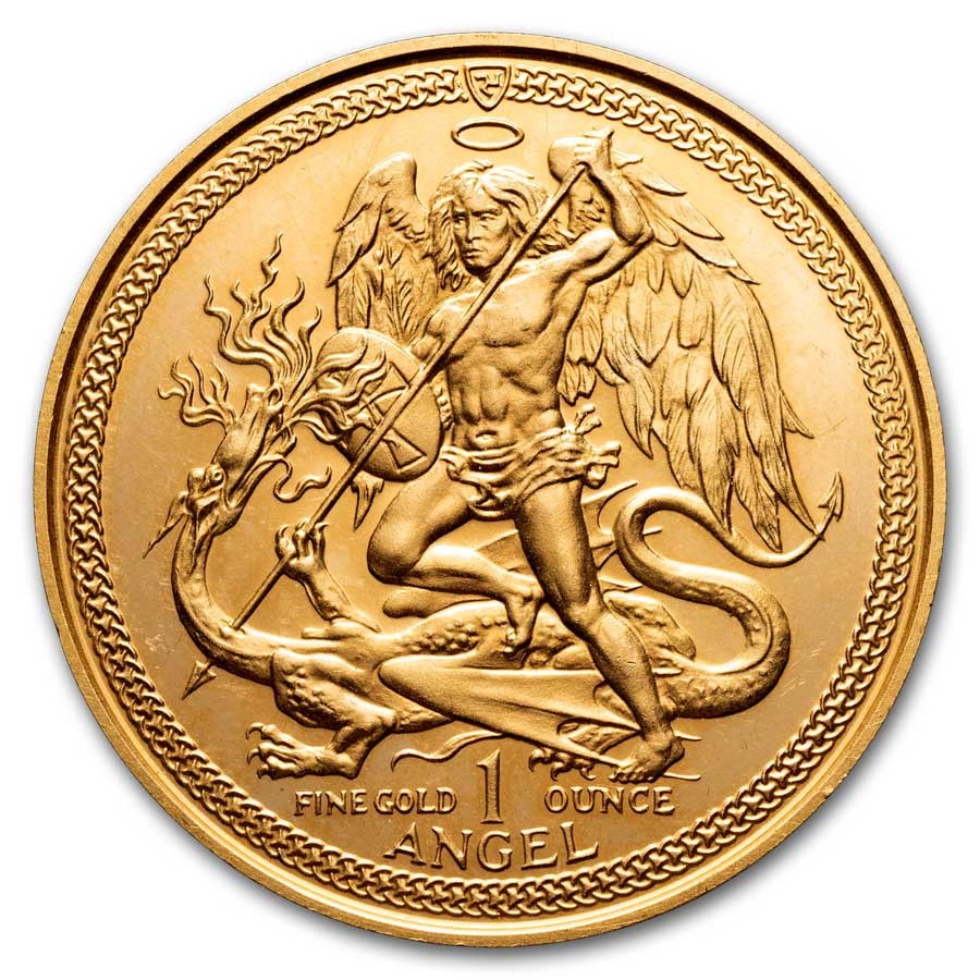 Isle of Man 1 oz Gold Angel BU/Proof Details (Abrasions)