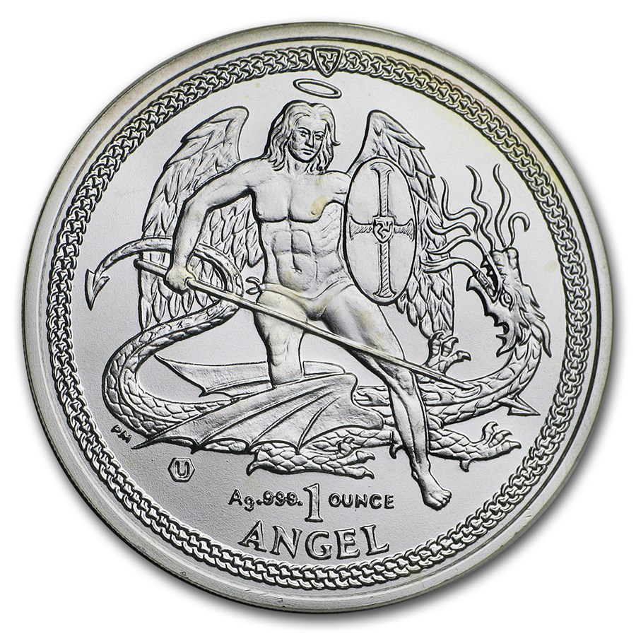 Isle of Man 1 oz Silver Angel BU (Random Dates, Abrasions)
