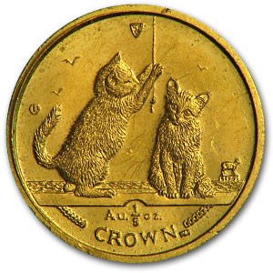 Isle of Man Gold 1/5 Crown Cat (Abrasions, Random)