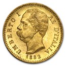 Italy Gold 20 Lire Umberto I (1879-1897) BU (Random Year)