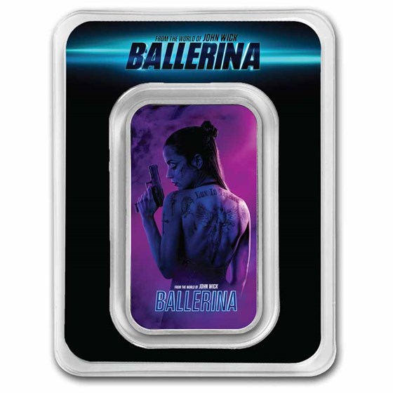 John Wick 1 oz Silver Ballerina Movie Poster Bar w/ TEP John Wick 1 oz Silver Ballerina Movie Poster Bar w/ TEP