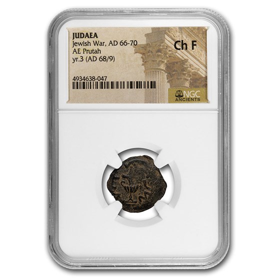 Judaea AE Prutah Jewish War (68/9 AD) Ch Fine NGC (Year 3) Judaea AE Prutah Jewish War (68/9 AD) Ch Fine NGC (Year 3)
