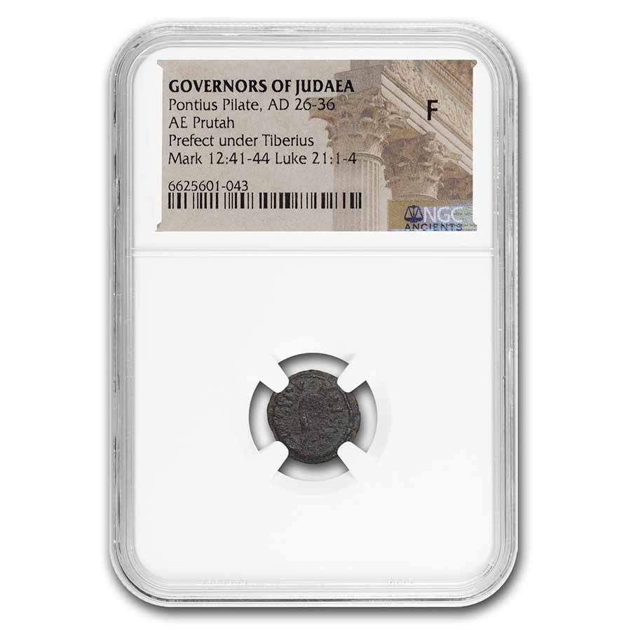Judaea Procurators AE Prutah (26-36 AD) Pontius Pilate Fine NGC