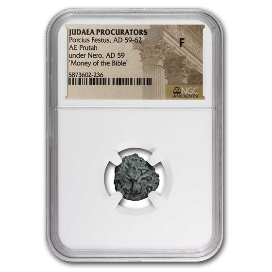 Judaea Procurators AE Prutah Porcius Festus (59-62 AD) Fine NGC Judaea Procurators AE Prutah Porcius Festus (59-62 AD) Fine NGC