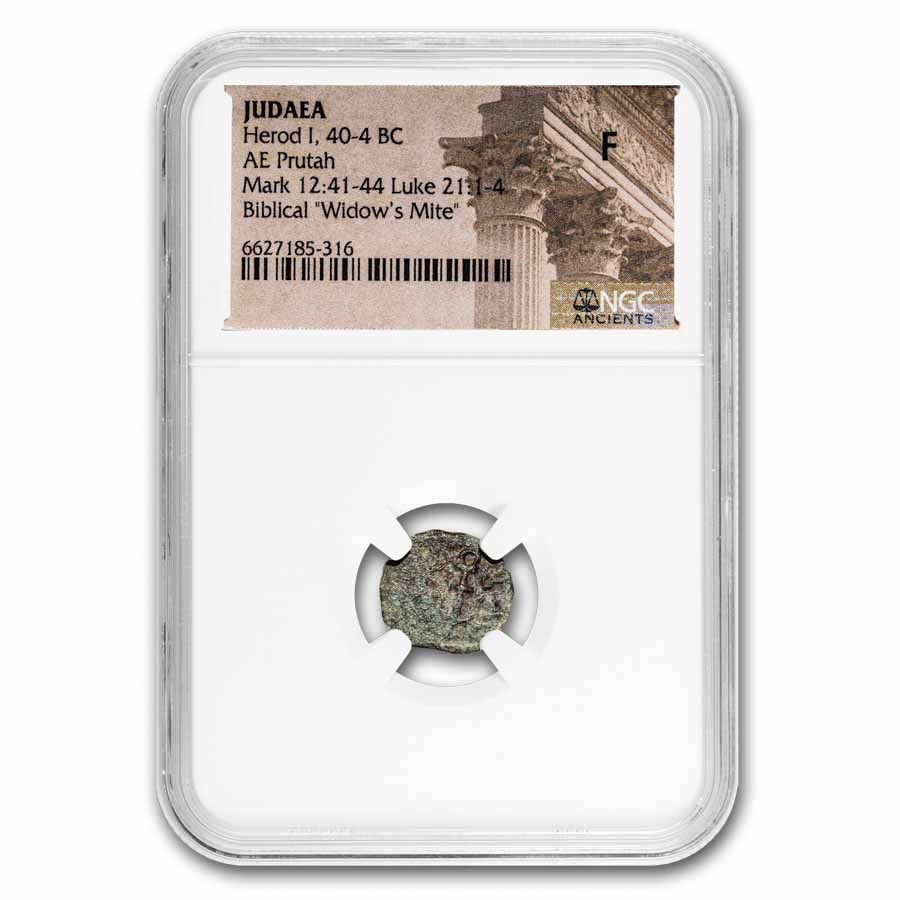 Judaea Widow's Mite Herod I AE Prutah (40-4 BC) NGC Fine