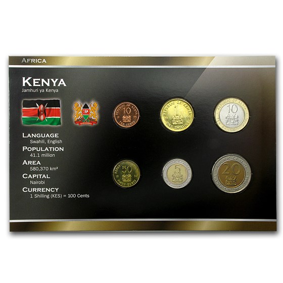 Kenya 10 Cents-20 Shillings Coin Set Unc Kenya 10 Cents-20 Shillings Coin Set Unc