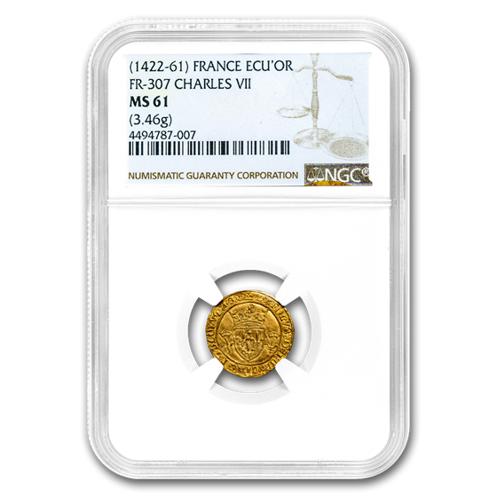 Kingdom France Gold AV Ecu d'or Charles VII (1422-61) MS-61 NGC Kingdom France Gold AV Ecu d'or Charles VII (1422-61) MS-61 NGC