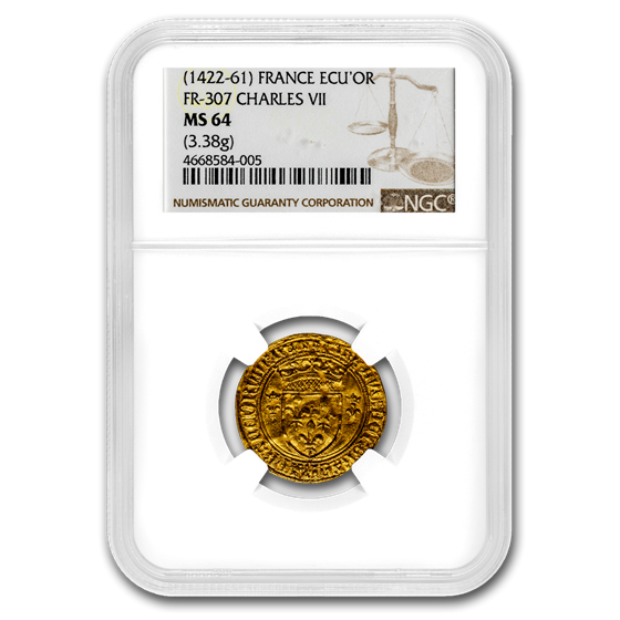 Kingdom France Gold AV Ecu d'or Charles VII (1422-61) MS-64 NGC Kingdom France Gold AV Ecu d'or Charles VII (1422-61) MS-64 NGC