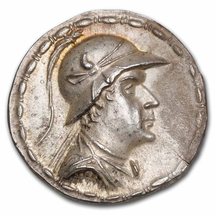 Kingdom of Bactria AR Tetradrachm (170-145 BC) Ch AU NGC