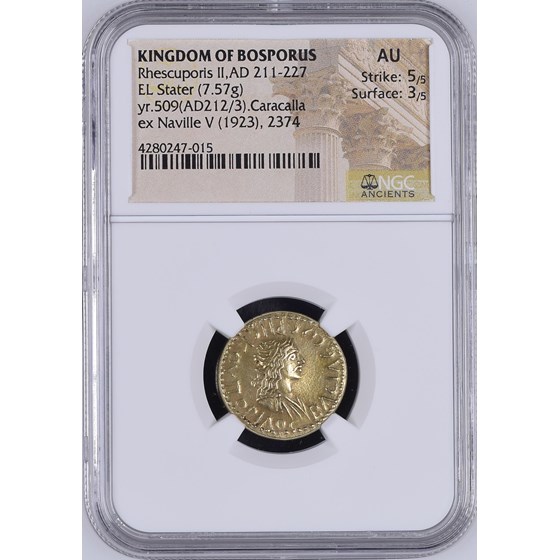 Kingdom of Bosporus EL Stater Rhescuporis II (212/3 AD) AU NGC Kingdom of Bosporus EL Stater Rhescuporis II (212/3 AD) AU NGC