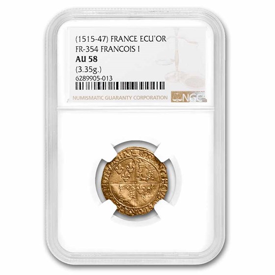 Kingdom of France AV Ecu d'Or (1515-47 AD) AU-58 NGC (Fr-354) Kingdom of France AV Ecu d'Or (1515-47 AD) AU-58 NGC (Fr-354)