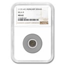 Kingdom of Hungary Silver Denar Bela II (1131-41 AD) MS-62 NGC Kingdom of Hungary Silver Denar Bela II (1131-41 AD) MS-62 NGC