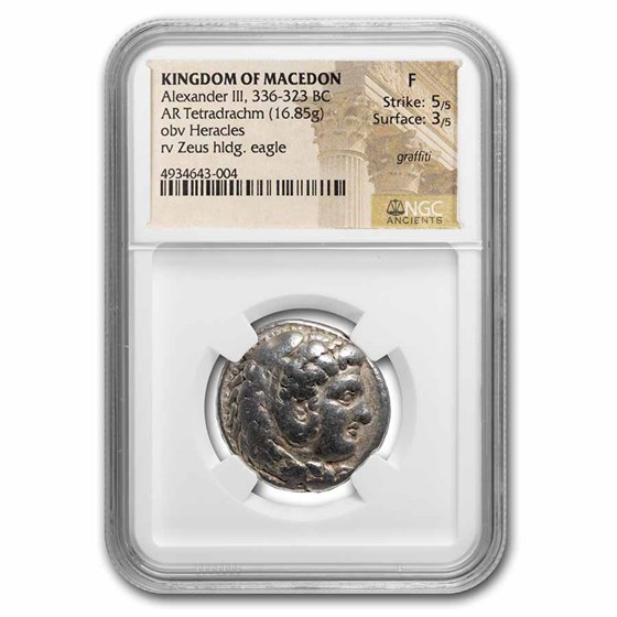 Kingdom of Macedon Alexander III 336-323 BC Tetradrachm Fine NGC Kingdom of Macedon Alexander III 336-323 BC Tetradrachm Fine NGC