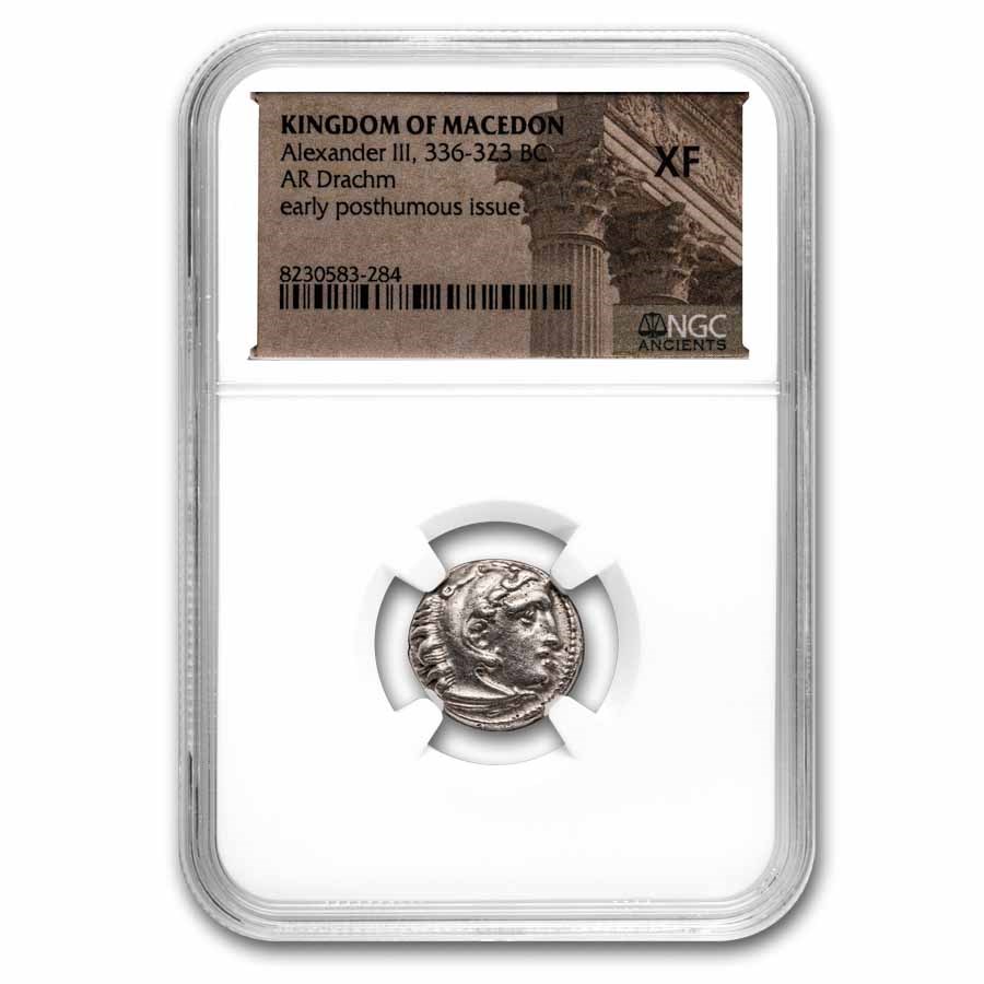 Kingdom of Macedon AR Drachm Alexander III (336-323 BC) XF NGC