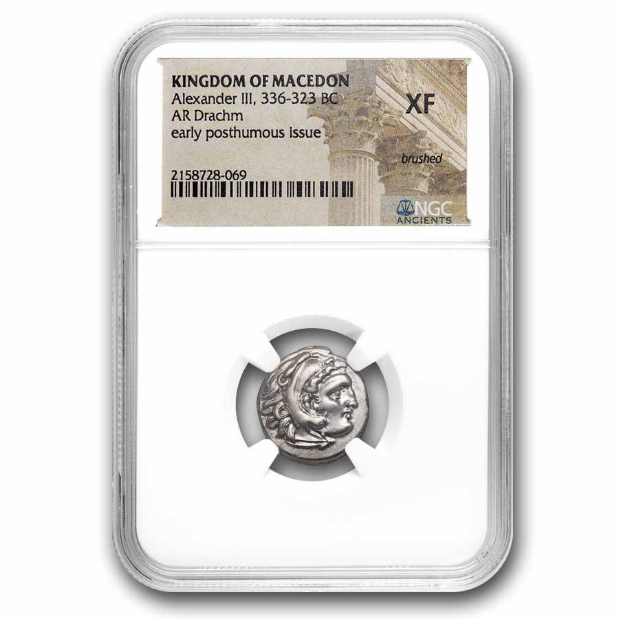 Kingdom of Macedon AR Drachm Alexander III (336-323 BC) XF NGC