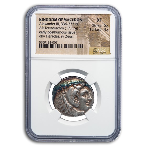 Kingdom of Macedon AR Tetradrachm Alexander III 336-323 BC XF NGC Kingdom of Macedon AR Tetradrachm Alexander III 336-323 BC XF NGC