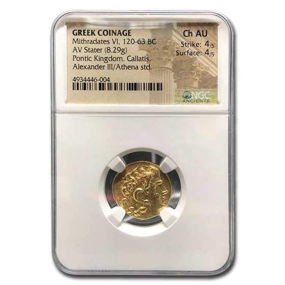 Kingdom of Pontus Gold AV Stater Mithradates VI Ch AU NGC Kingdom of Pontus Gold AV Stater Mithradates VI Ch AU NGC