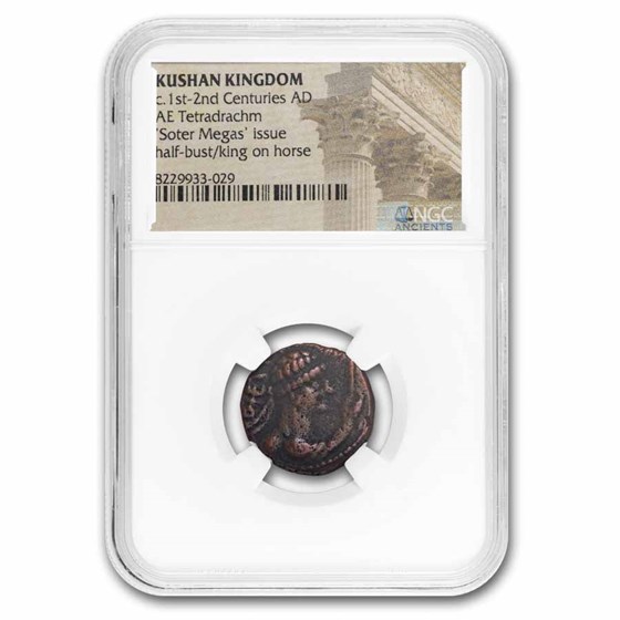 Kushan Empire AE Tetradrachm (1st-2nd Cent AD) NGC (XF Details)