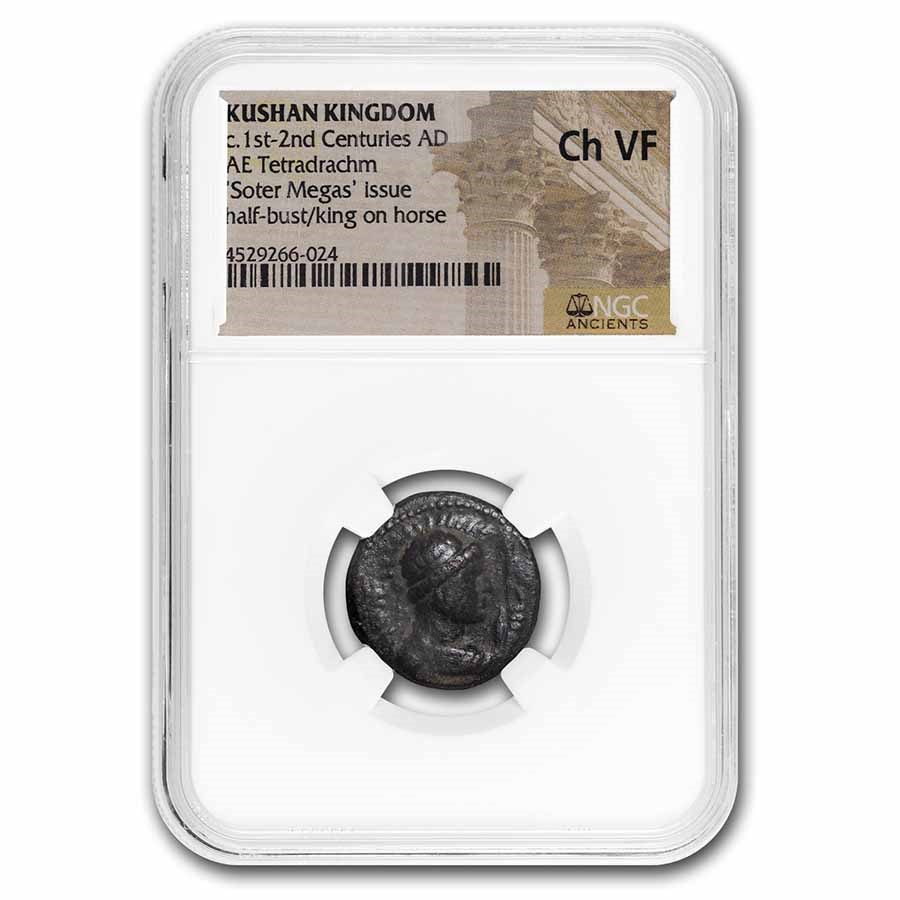 Kushan Empire Bronze Tetradrachm (1st-2nd Cent A.D.) Ch VF NGC