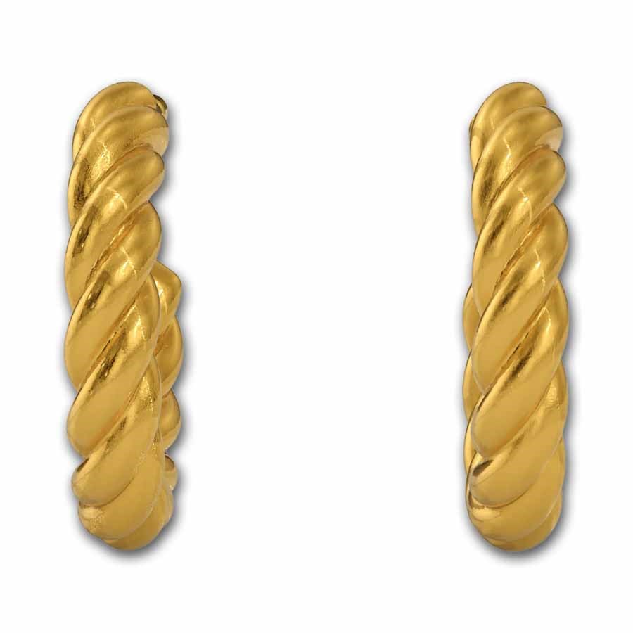 Kuvera 24K Twisted Wire Mini Hoop Earrings