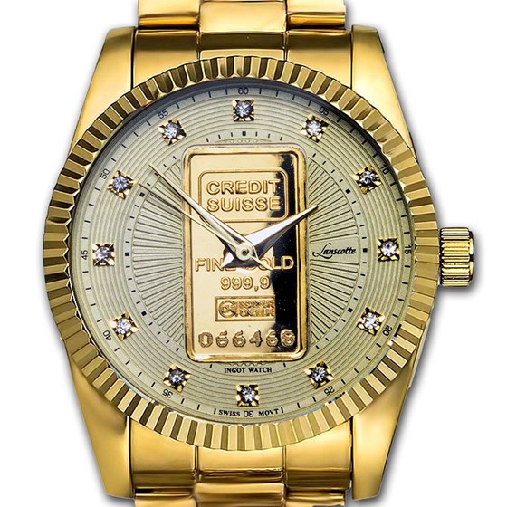 Ladies 1 gram Gold Credit Suisse Watch w/ Stones