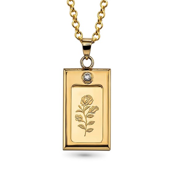 Ladies 1 gram Gold Pamp Suisse Rosa Pendant Necklace w/CZ Ladies 1 gram Gold Pamp Suisse Rosa Pendant Necklace w/CZ