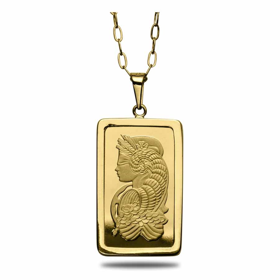 Ladies 10 gram Gold PAMP Suisse Pendant w/ 20" Chain
