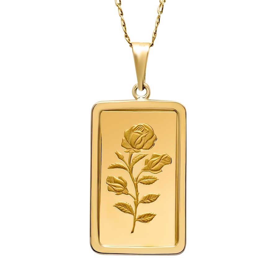 Ladies 2.5 gram Gold PAMP Suisse Rosa Frame Necklace