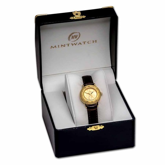 Ladies 2021 1/10 oz Gold American Eagle RN Leather Band Watch Ladies 2021 1/10 oz Gold American Eagle RN Leather Band Watch