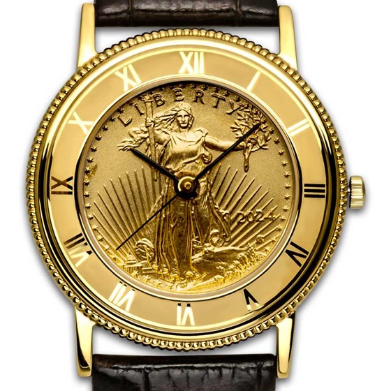Ladies 2024 1/10 oz Gold American Eagle Leather Band Watch Ladies 2024 1/10 oz Gold American Eagle Leather Band Watch