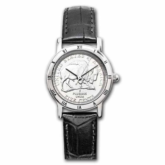 Ladies Gilded Buffalo Nickel Leather Band Watch Ladies Gilded Buffalo Nickel Leather Band Watch