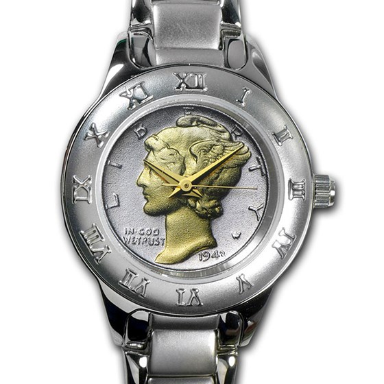 Ladies Mercury Dime Watch - Silvertone Ladies Mercury Dime Watch - Silvertone