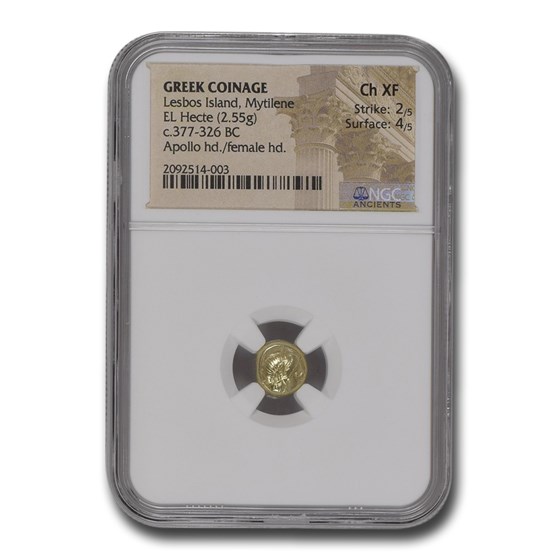 Lesbos, Mytilene EL Hecte Apollo/Female (377-326 BC) Ch XF NGC Lesbos, Mytilene EL Hecte Apollo/Female (377-326 BC) Ch XF NGC