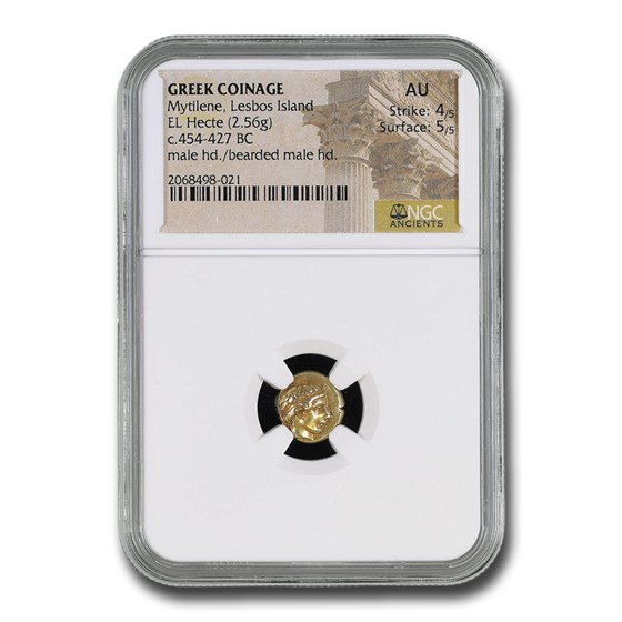 Lesbos, Mytilene EL Hecte Male/Bearded (454-427 BC) AU NGC Lesbos, Mytilene EL Hecte Male/Bearded (454-427 BC) AU NGC