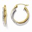 Leslies 14K Two-tone Diamond-cut Hinged Hoop Earrings