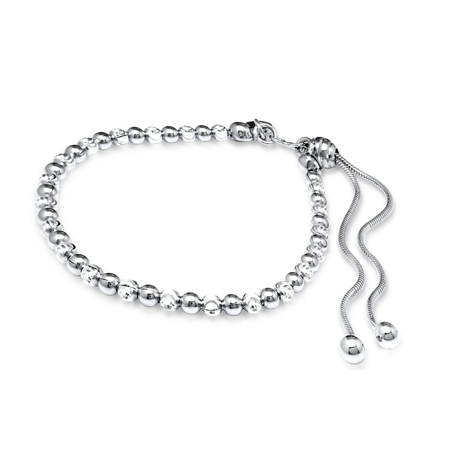 Leslie's Sterling Silver Diamond-cut Adjustable Bracelet