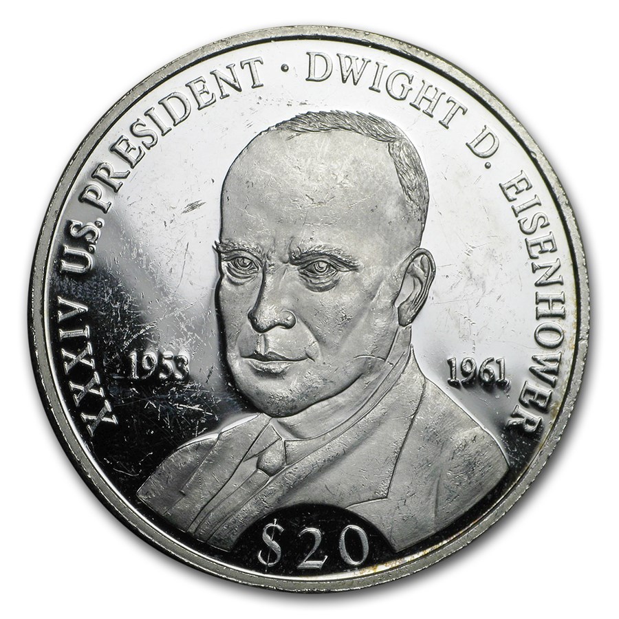 Liberia $20 Proof Silver (ASW. 6432, Random Dates)
