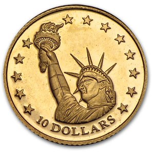 Liberia Proof Gold $10 (Random Year)