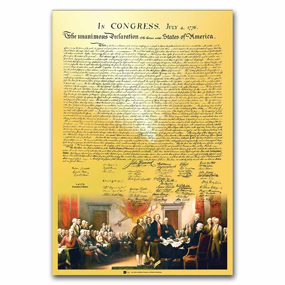 Limited Edition Pure Gold Declaration of Independence 24K