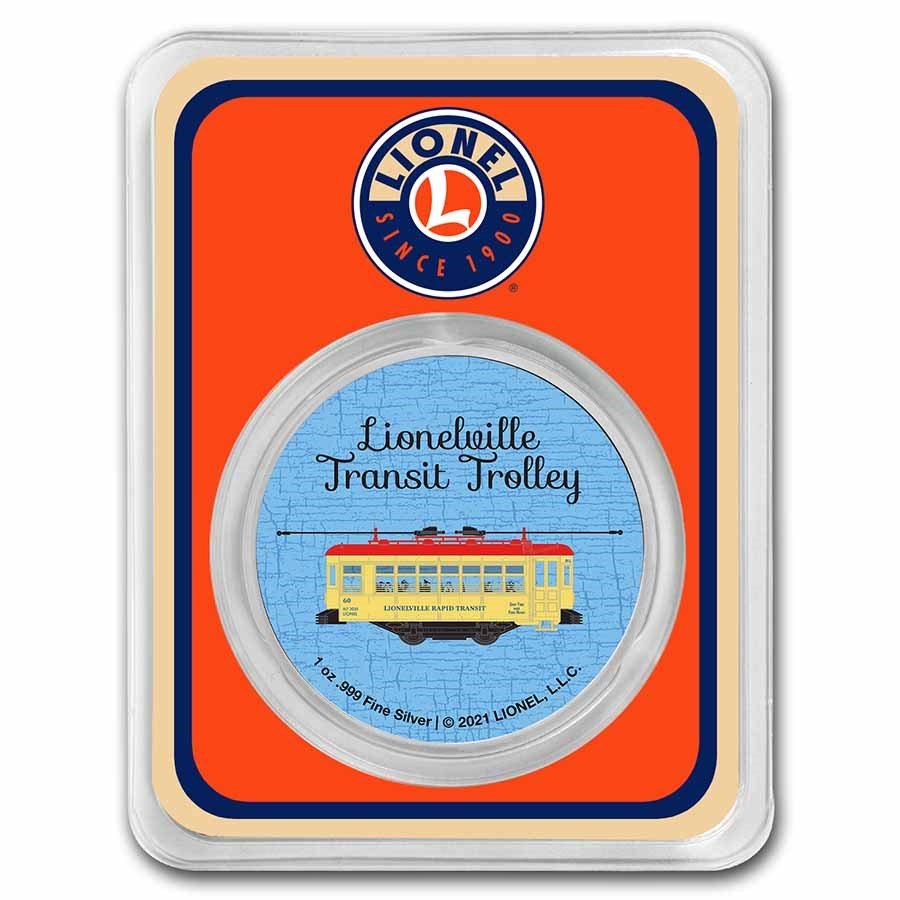 Lionelville Transit Trolley Colorized 1 oz Silver Rounds w/TEP